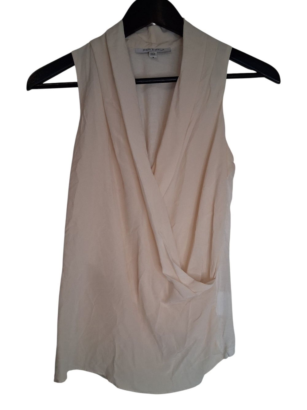 Judith & Charles Ivory Silk Drape Wrap Style Sleeveless Blouse Top Size 8